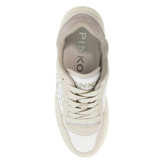 Pinko casual and elegant beige leather sneakers mandy 10