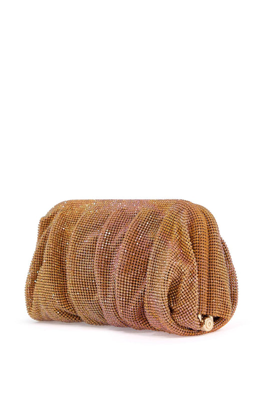 Benedetta Bruzziches medium gold pleated rhinestone mesh bag for elegant events Handbag Benedetta Bruzziches