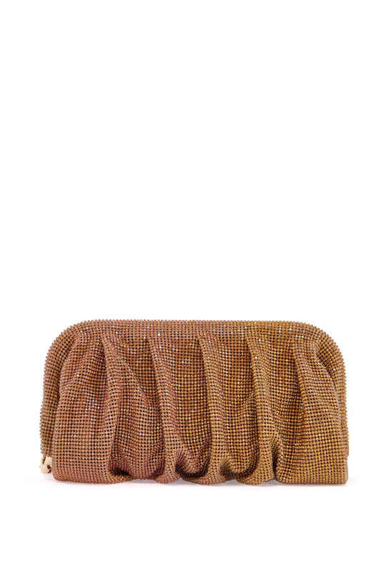 Benedetta Bruzziches medium gold pleated rhinestone mesh bag for elegant events Handbag Benedetta Bruzziches