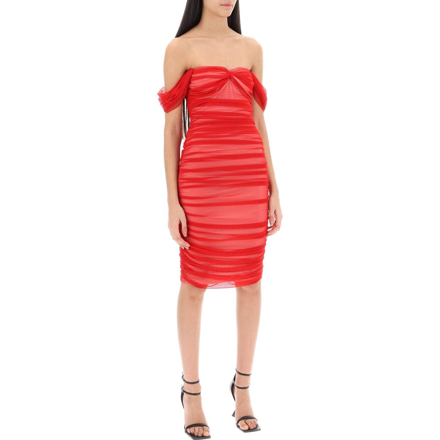 Norma Kamali walter draped mesh dress Dresses Norma Kamali