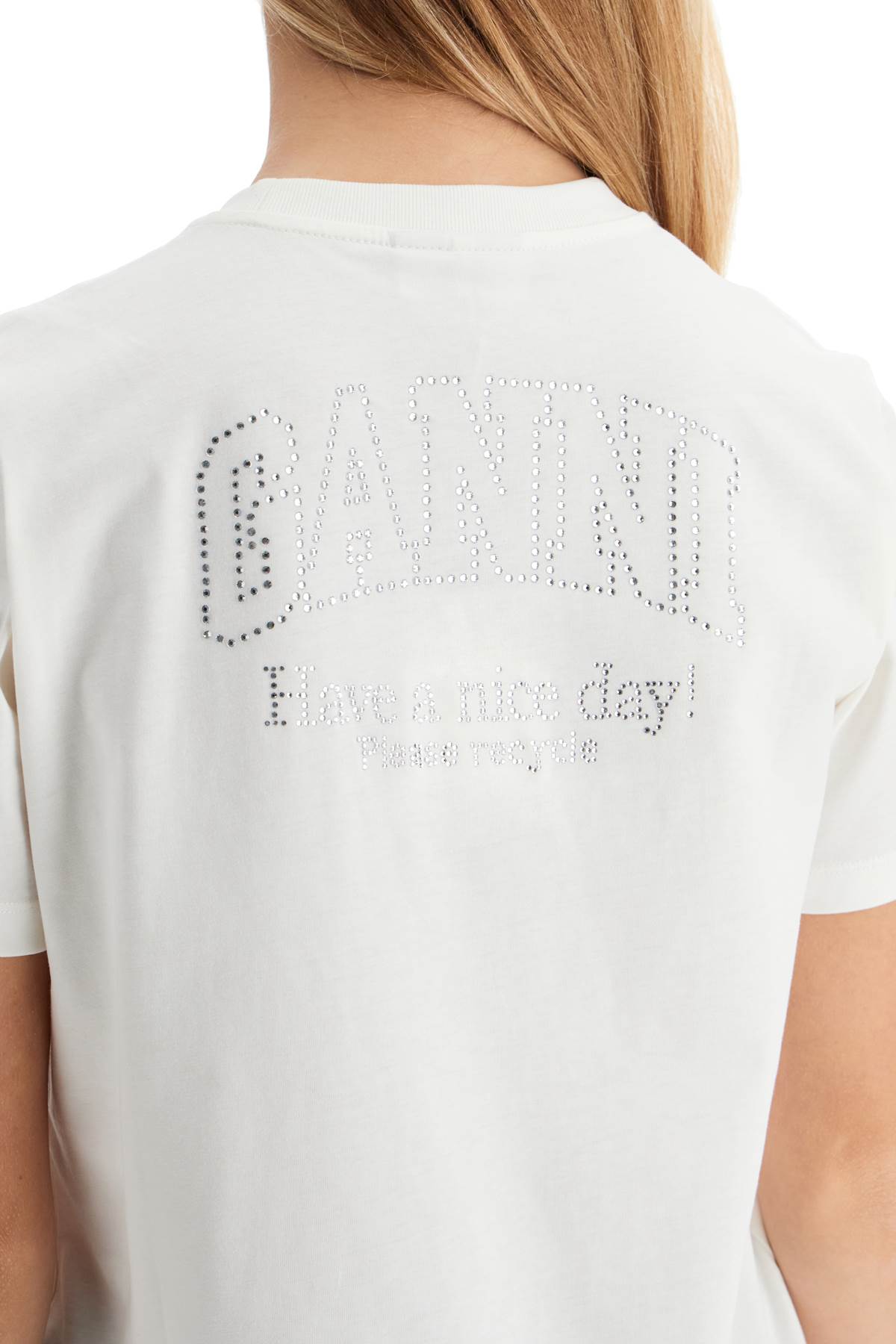 Ganni 'logo rhinestone t-shirt Topwear Ganni