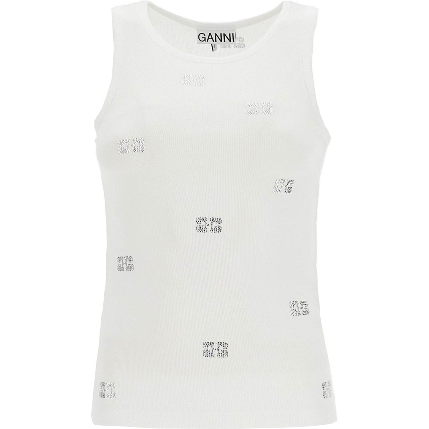 Ganni tank top with micro micro rhinestones Topwear Ganni