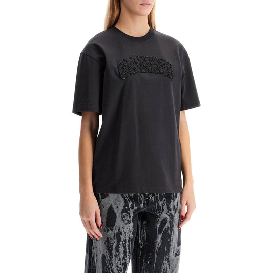 Ganni loose t-shirt with lurex logo