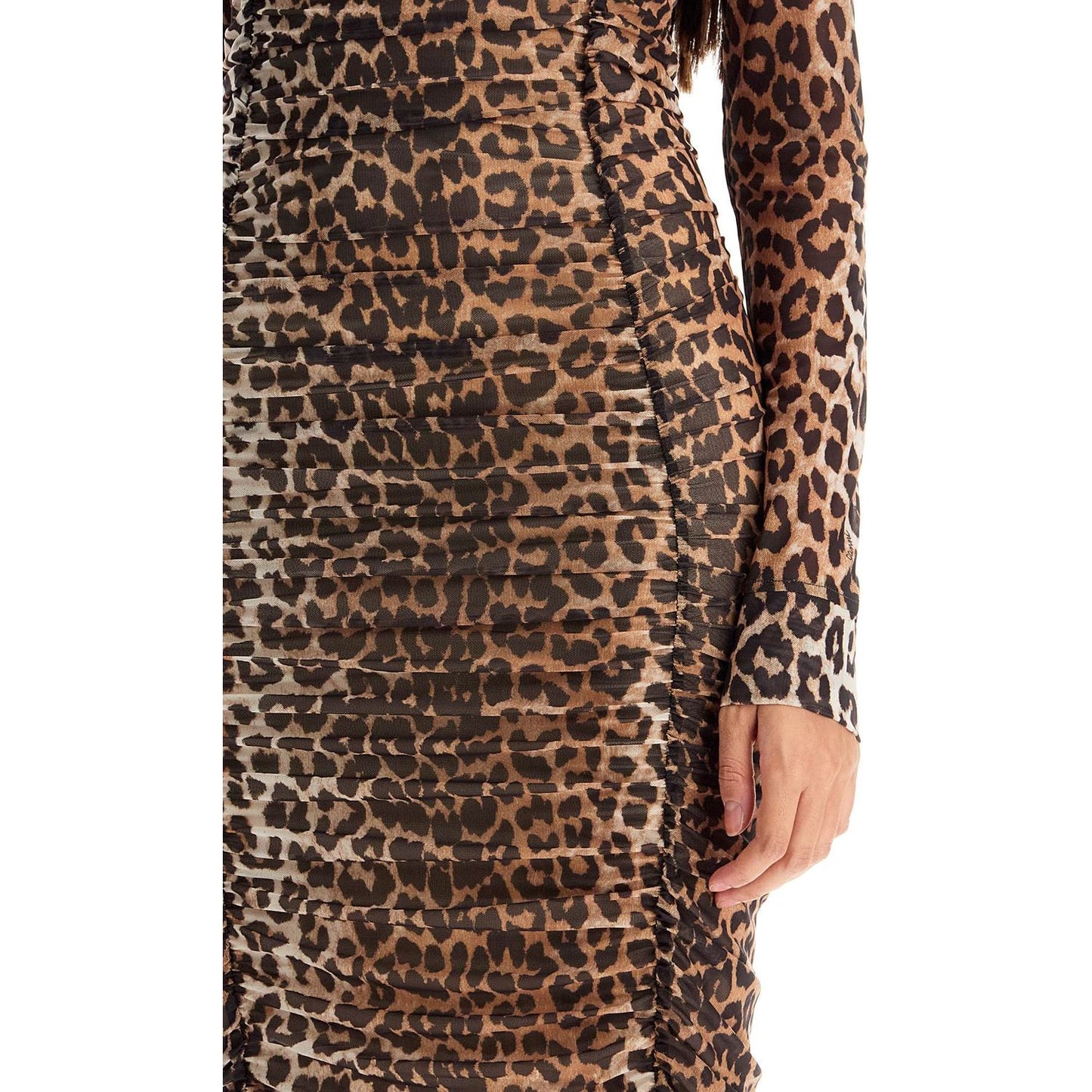 Ganni 'animal print midi dress in mesh Dresses Ganni