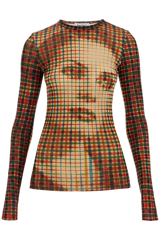 JEAN PAUL GAULTIER mesh tartan face top with unique Topwear JEAN PAUL GAULTIER