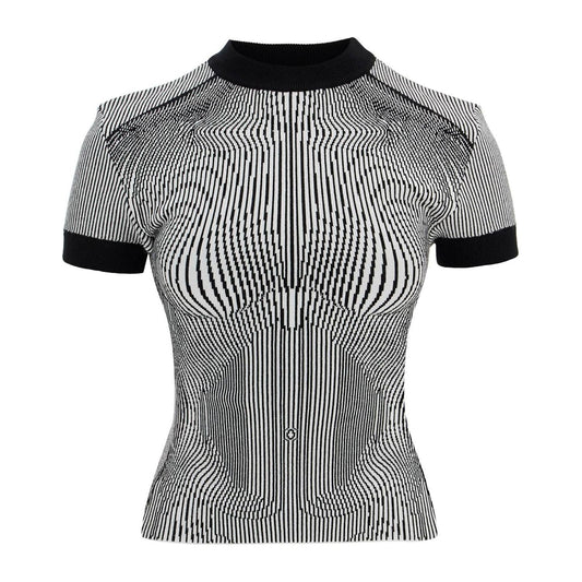 JEAN PAUL GAULTIER black and white striped viscose t-shirt Topwear JEAN PAUL GAULTIER