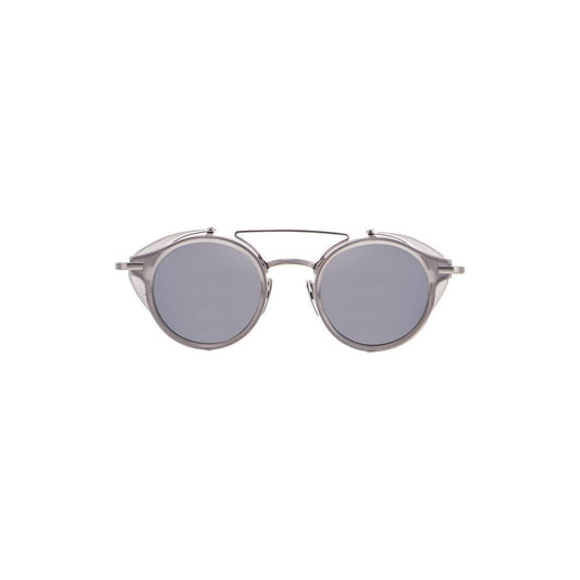 Thom Browne round sunglasses in light grey titanium and acetate with side protection