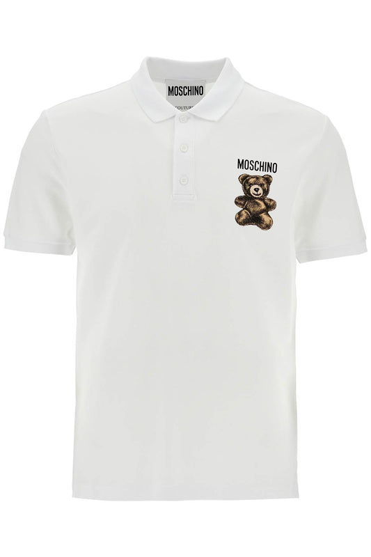 Moschino white cotton polo with embroidered logo Topwear Moschino