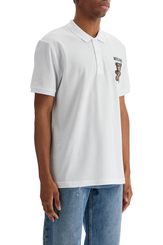 Moschino white cotton polo with embroidered logo Topwear Moschino