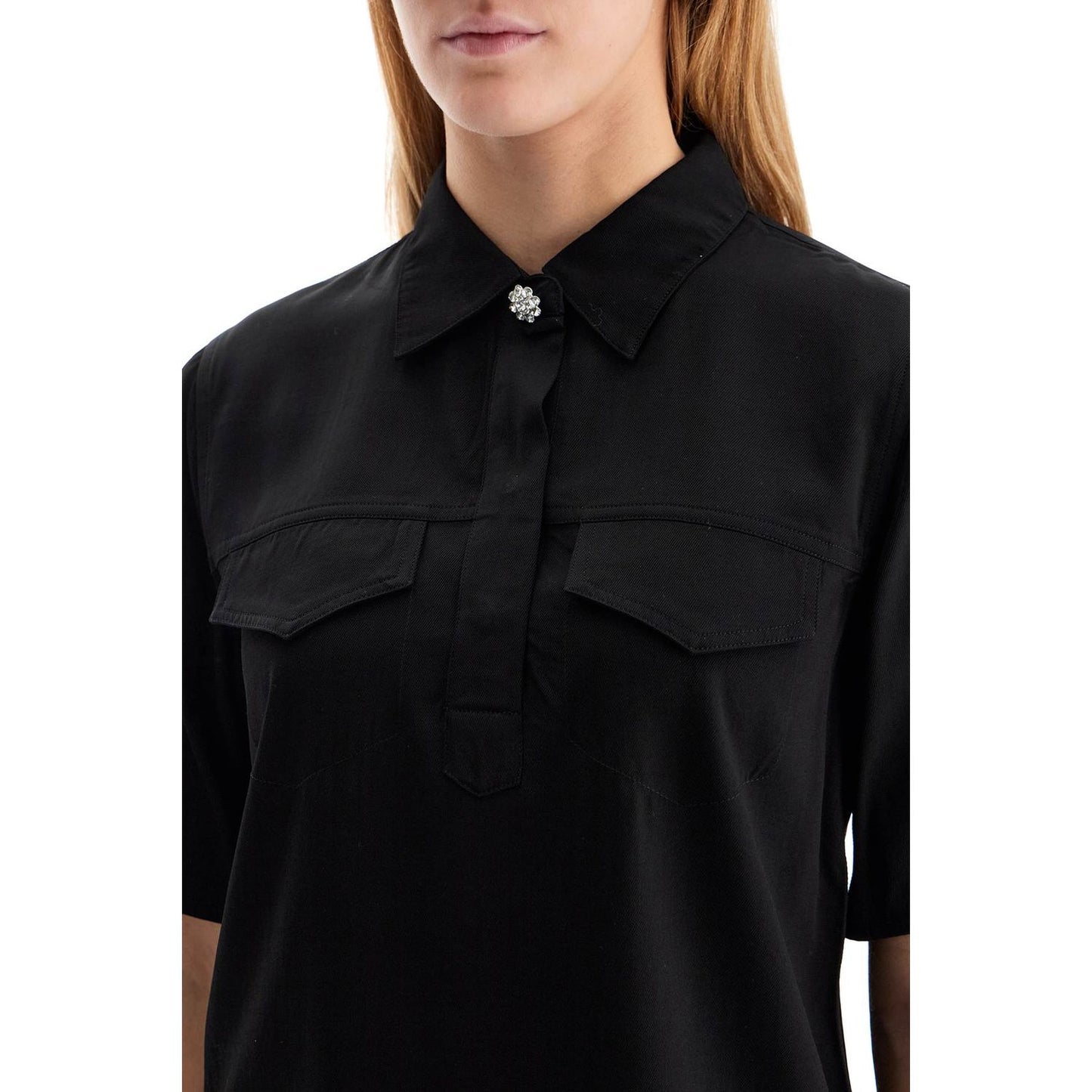 Ganni short-sleeved twill Women Blouse Topwear Ganni