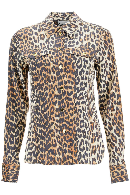 Ganni leopard print satin shirt Topwear Ganni