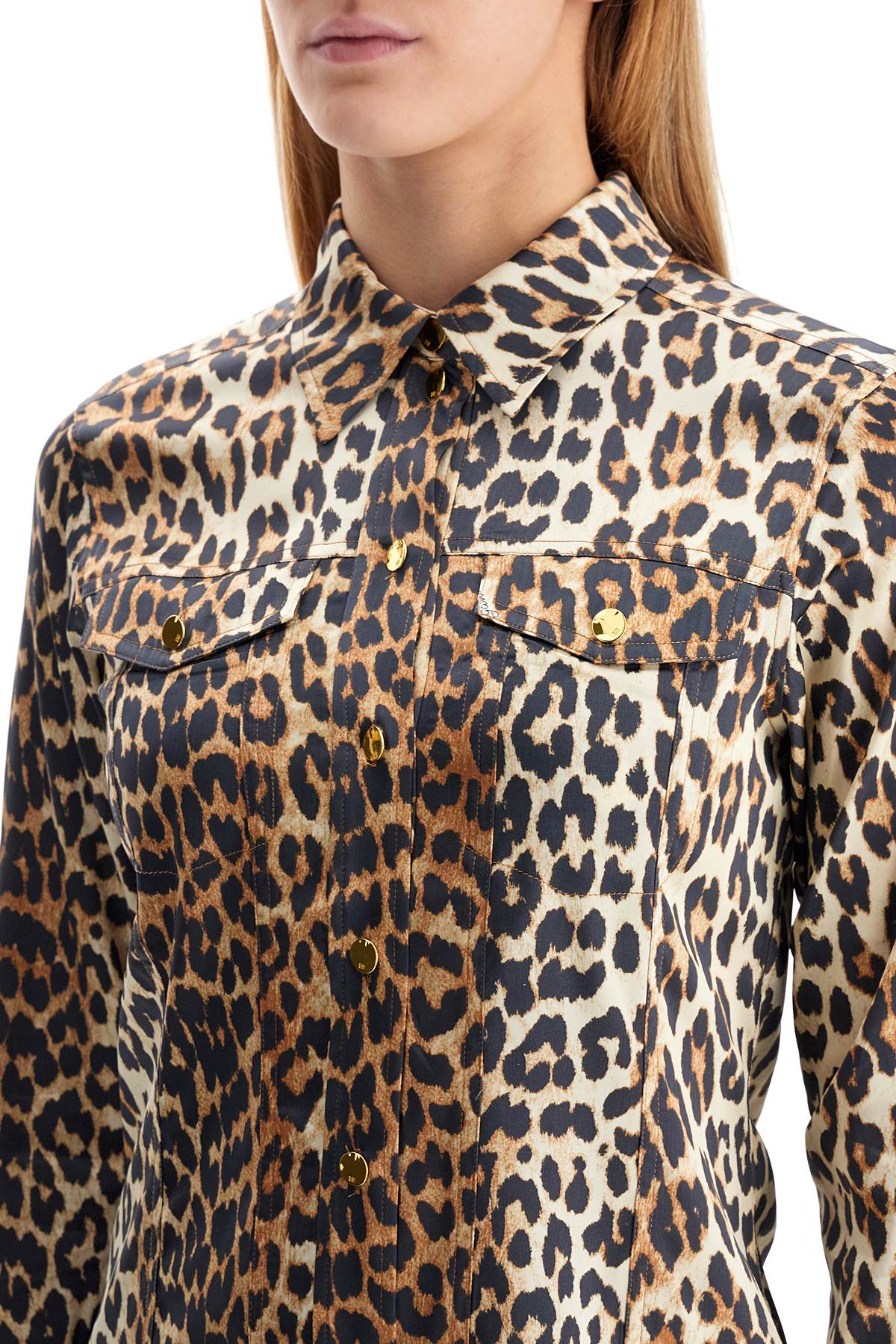 Ganni leopard print satin shirt Topwear Ganni