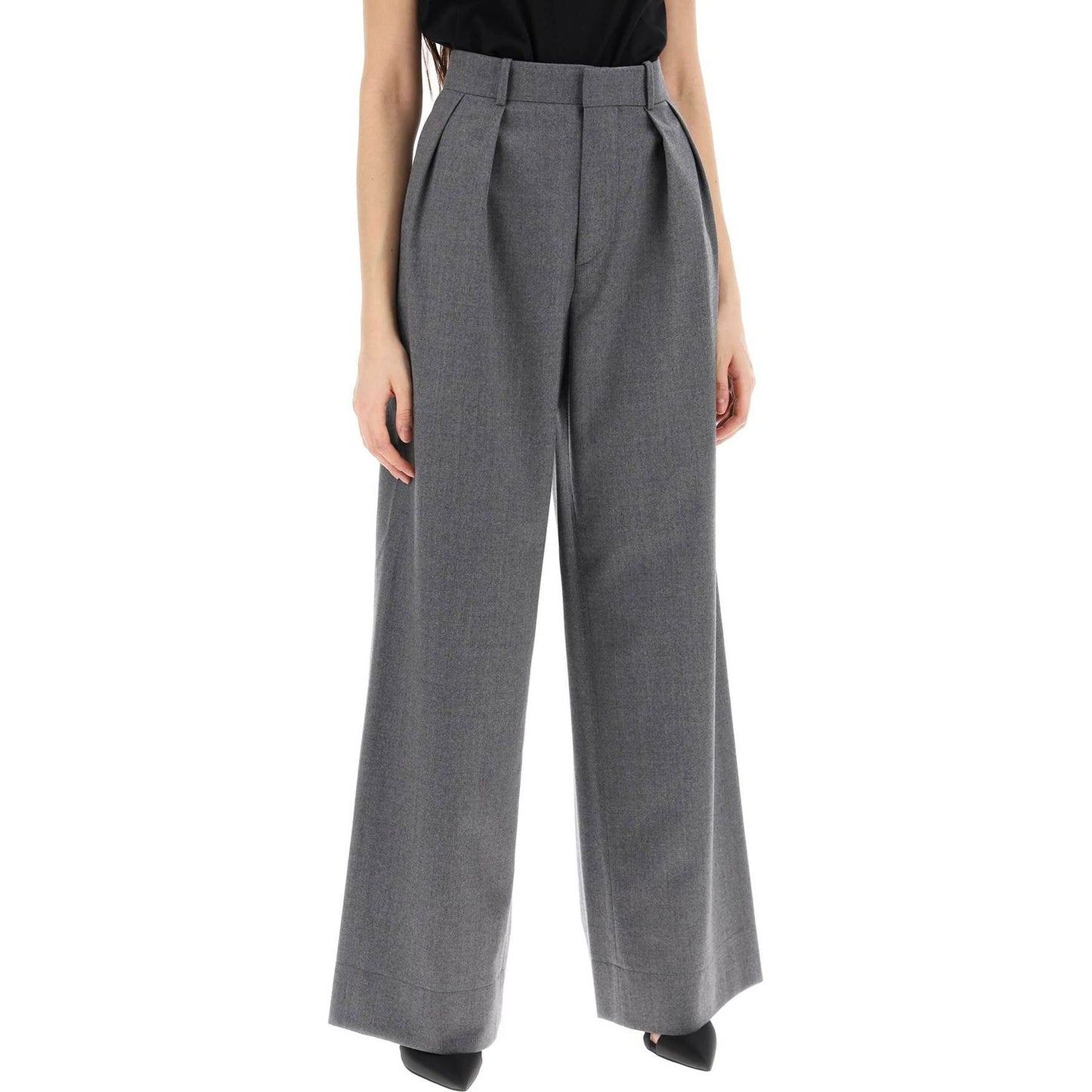 Wardrobe.Nyc wide leg flannel trousers for men or