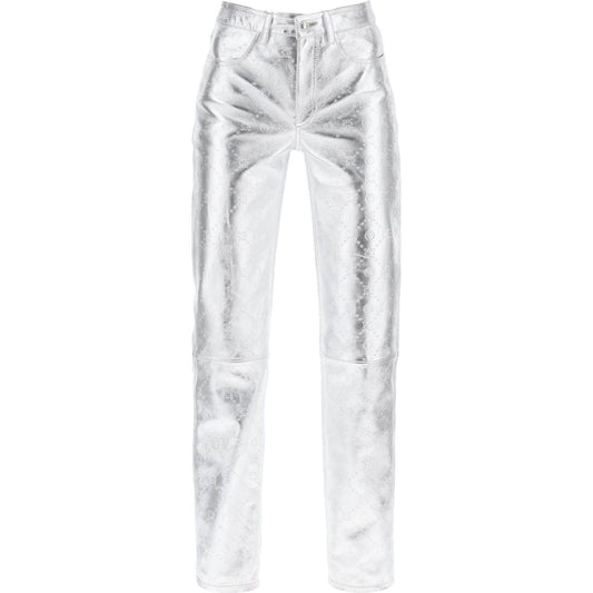 Marine Serre moonogram pants in laminated leather Trousers Marine Serre