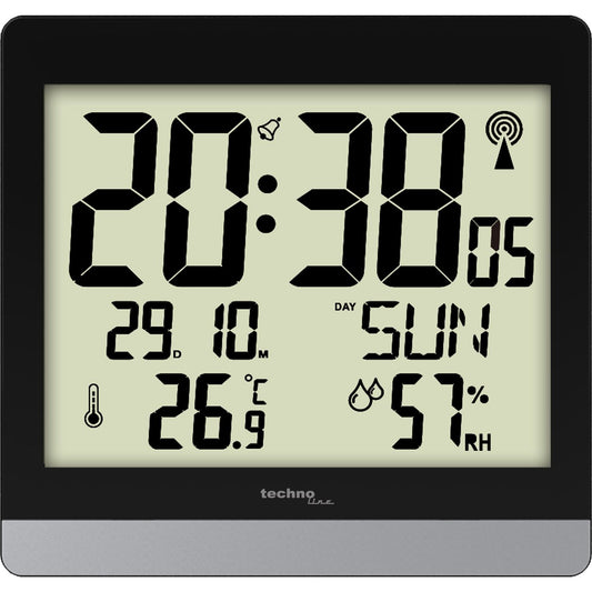 TECHNO LINE Mod. WS8014 - Orologio da parete radioc con temp, umidità, data (7 lingue) e allarme - Radio controlled wall clock with temp, humidity, date (7 languages) and alarm WATCHES TECHNO LINE