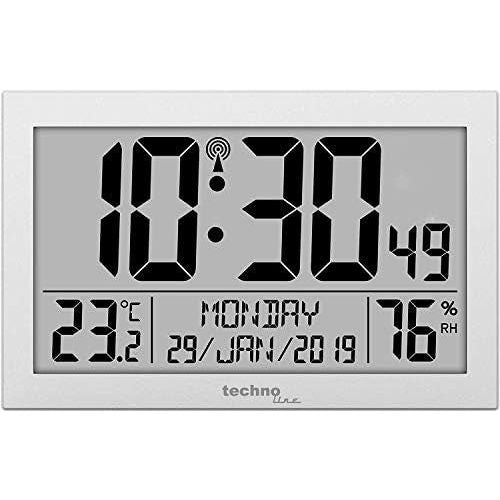 TECHNO LINE Mod. WS8016 - Orologio da parete radioc con temp, umidità, data (7 lingue) e 2 allarmi -  Radio controlled wall clock with temp, humidity, date (7 languages) and two alarms WATCHES TECHNO LINE