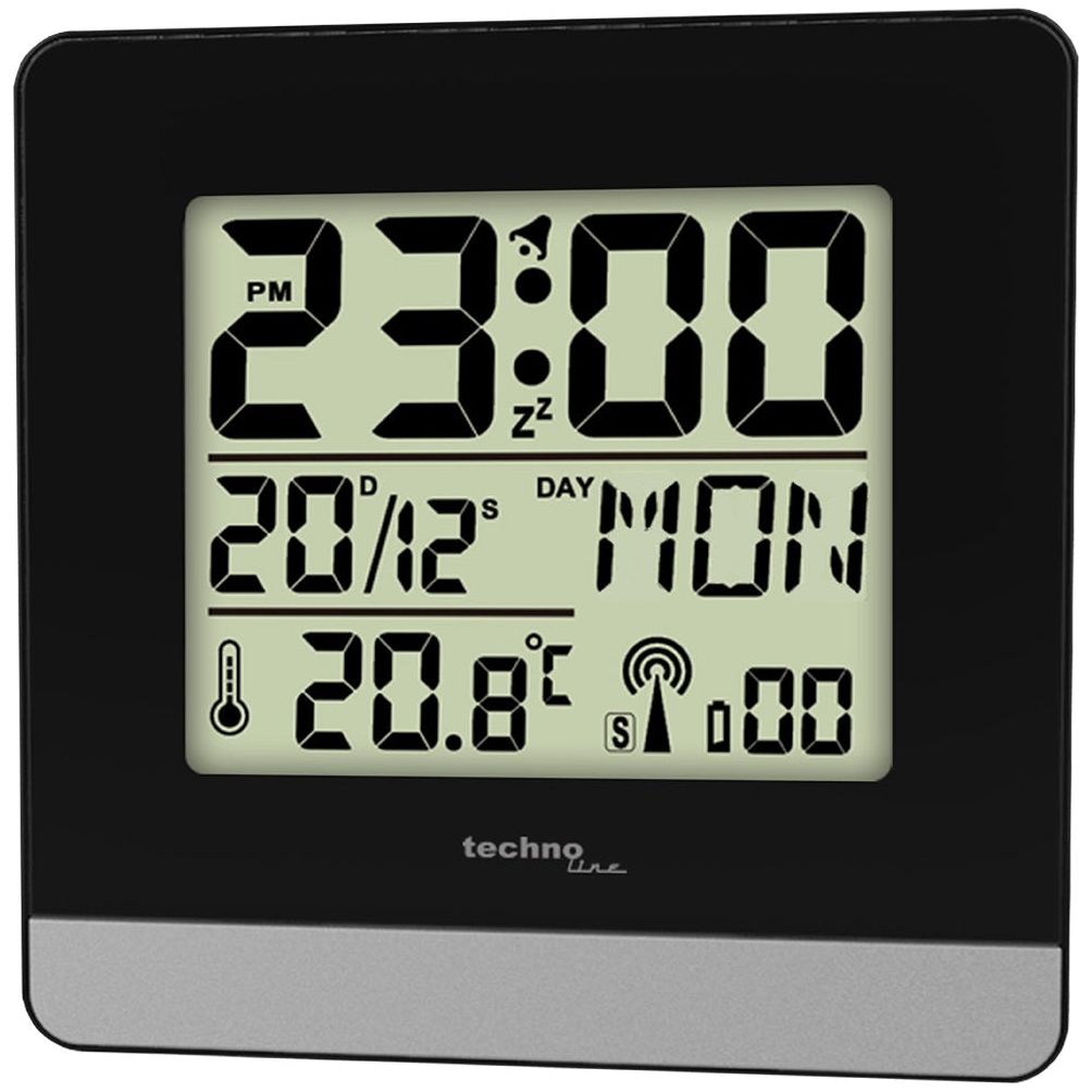 TECHNO LINE Mod. WT260 - Sveglia radiocontrollata con temp. data (7 lingue). luce e snooze - Radio controlled alarm clock with temp. date (7 languages). light and snooze WATCHES TECHNO LINE