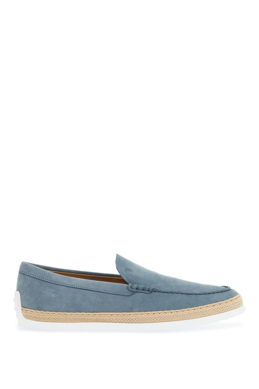 Tod'S light blue calfskin loafers with rubber and rope sole Moccasins Tod'S