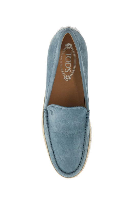 Tod'S light blue calfskin loafers with rubber and rope sole Moccasins Tod'S