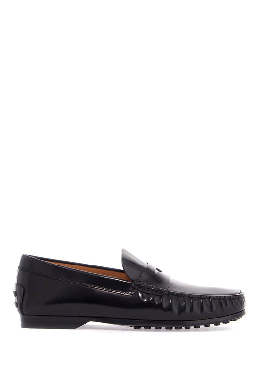 Tod'S men's black calfskin loafers with elegant insert and rubber sole Moccasins Tod'S