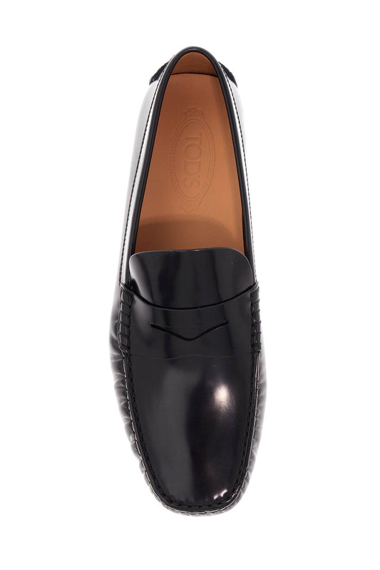 Tod'S men's black calfskin loafers with elegant insert and rubber sole Moccasins Tod'S