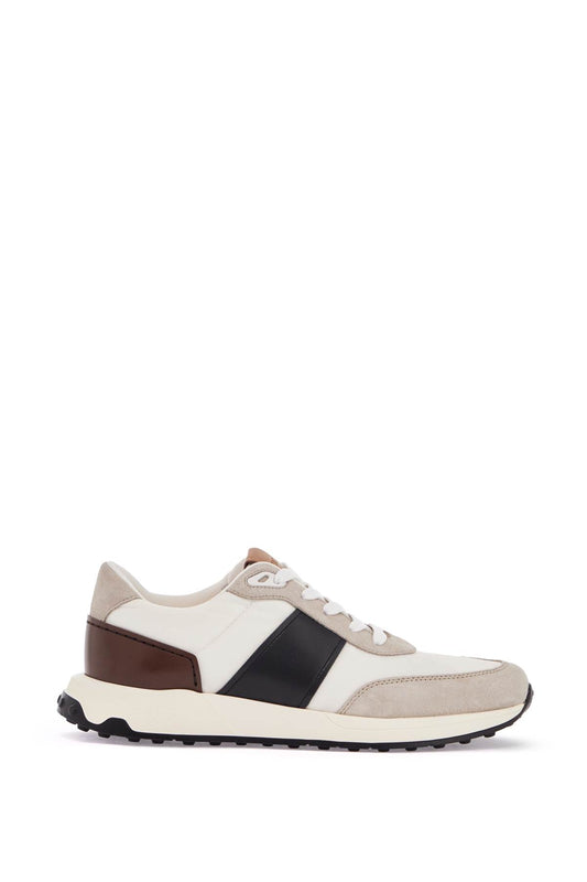 Tod'S elegant sporty sneakers in white leather and suede running mid volume 63k Sneakers Tod'S