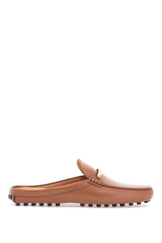 Tod'S dark brown calfskin slip-on with metal detail Loafers Tod'S