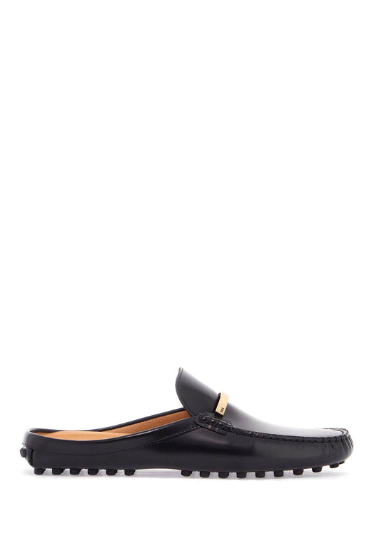 Tod'S black calfskin slip-on loafers with metallic strap and rubber sole Loafers Tod'S