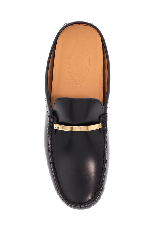 Tod'S black calfskin slip-on loafers with metallic strap and rubber sole Loafers Tod'S