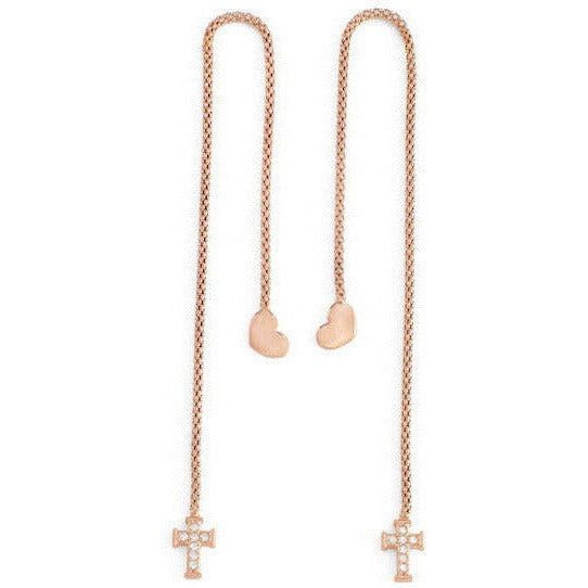 AMEN Mod. CUORE CROCE CRISTALLI ROSE GOLD Earrings AMEN