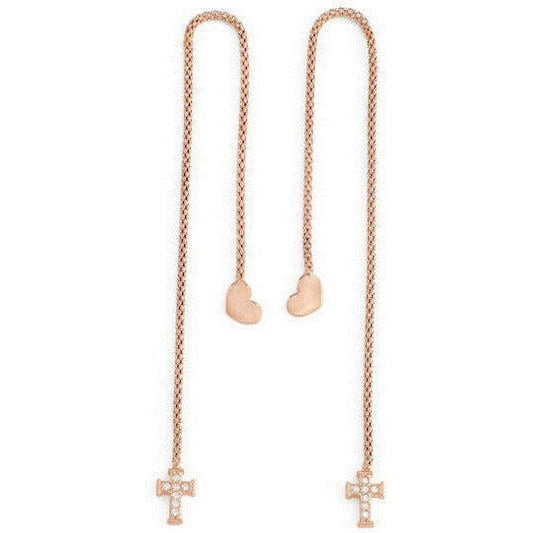 AMEN Mod. CUORE CROCE CRISTALLI ROSE GOLD Earrings AMEN